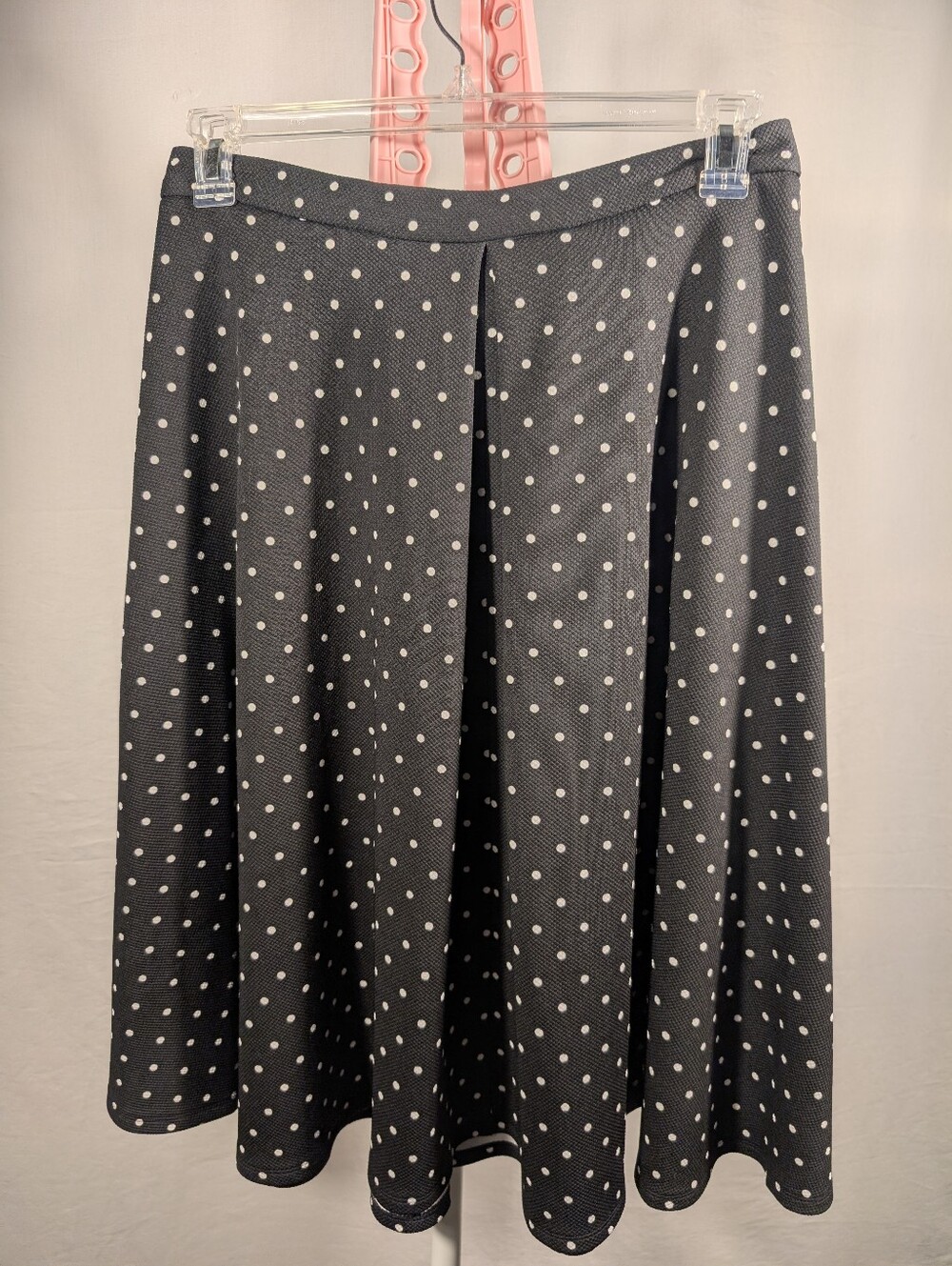 Black White Polka Dot Two Piece Set Crop Top Midi Skirt Pockets Medium